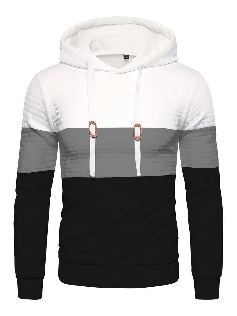 Men’s Color Block Waffle Hoodie – Stylish Streetwear Pullover