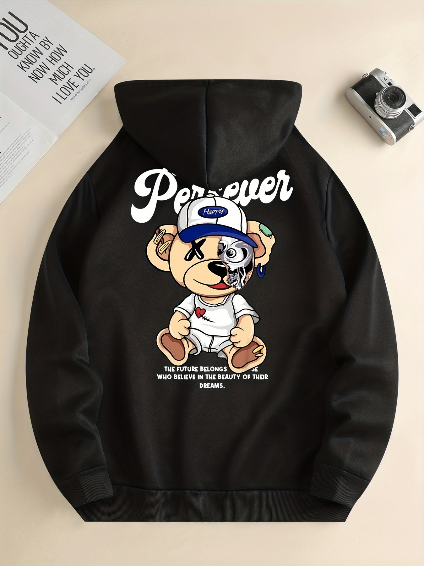 Men’s Cartoon Bear Hoodie – Fun Streetwear Pullover