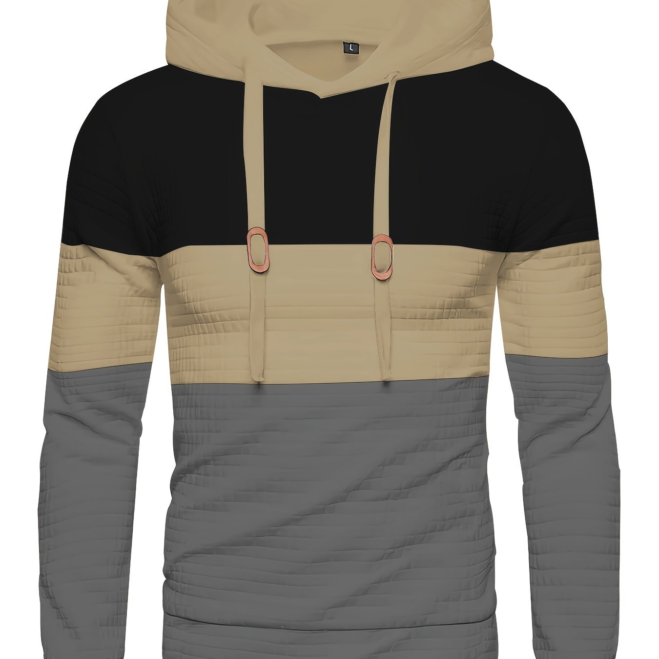 Men’s Color Block Waffle Hoodie – Stylish Streetwear Pullover