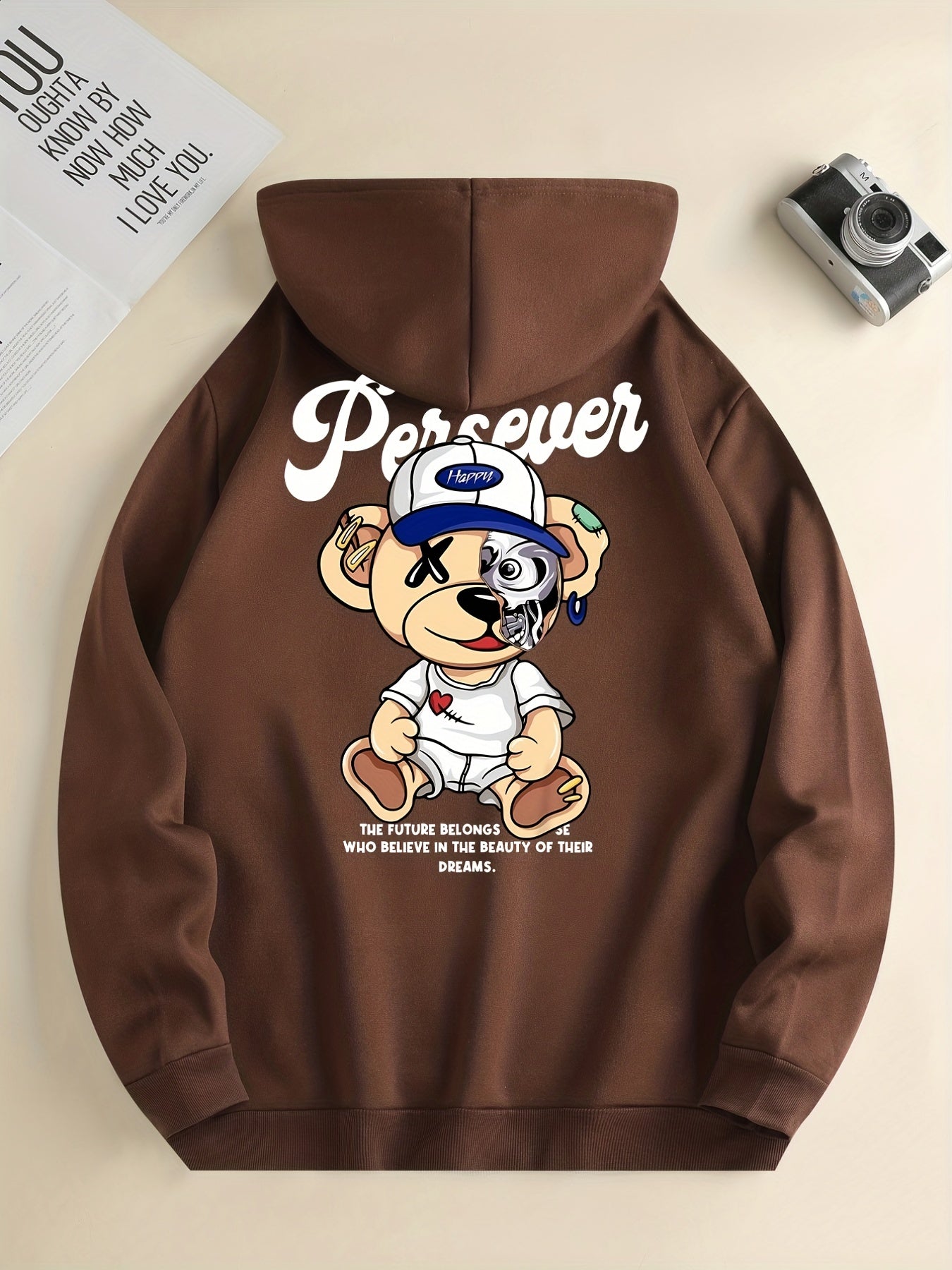 Men’s Cartoon Bear Hoodie – Fun Streetwear Pullover