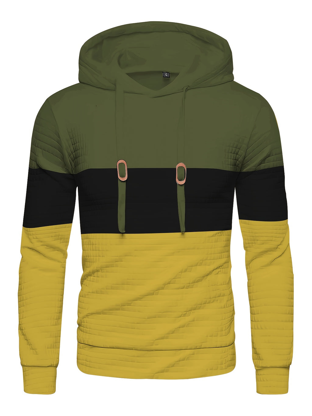 Men’s Color Block Waffle Hoodie – Stylish Streetwear Pullover
