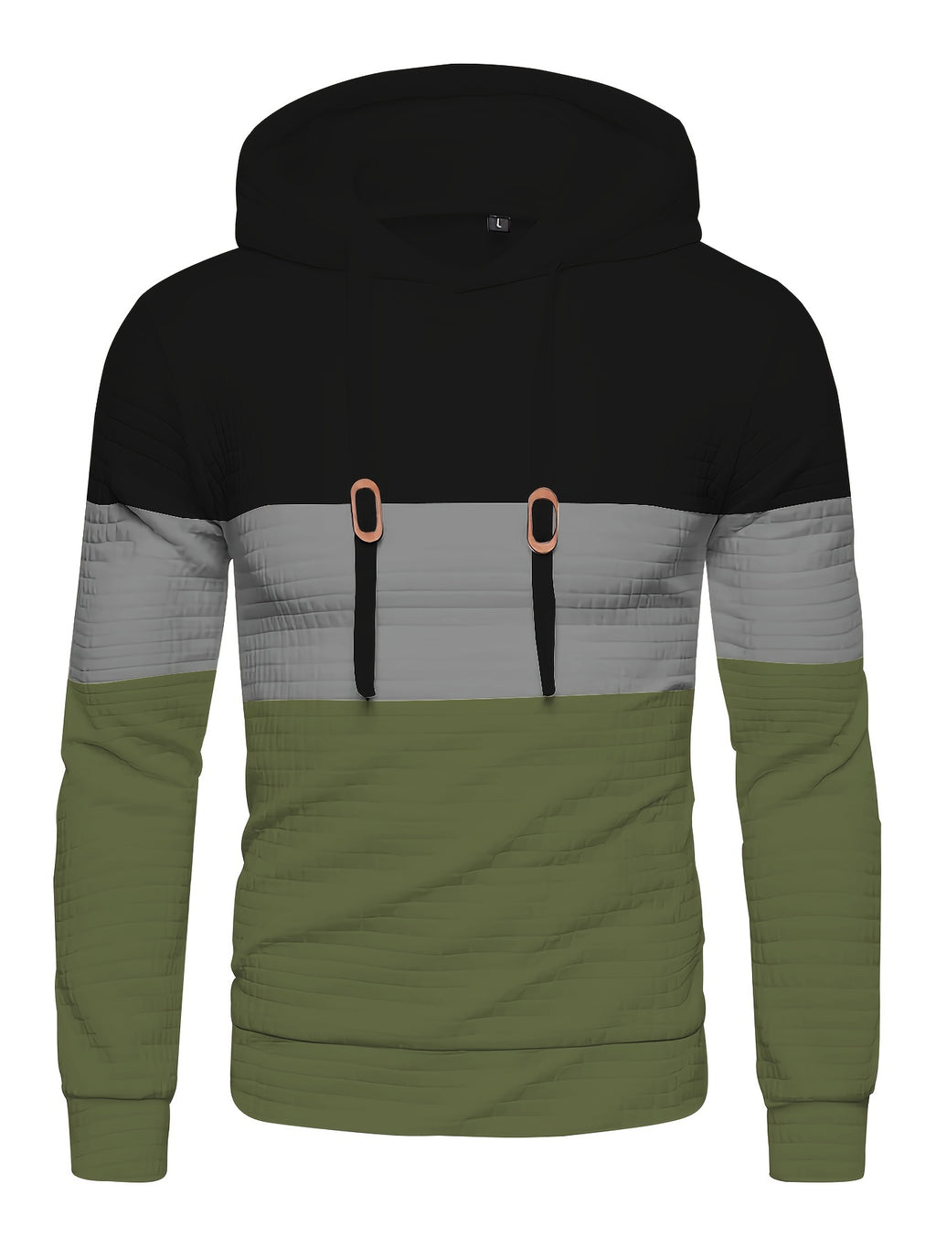 Men’s Color Block Waffle Hoodie – Stylish Streetwear Pullover