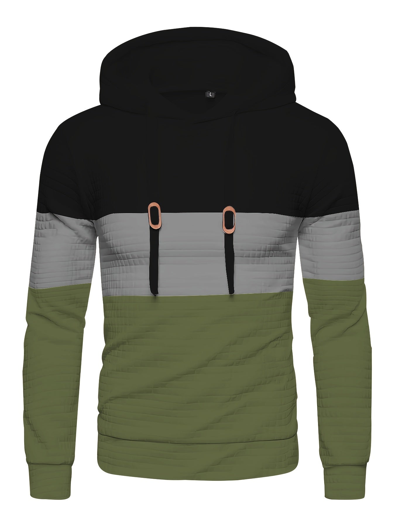Men’s Color Block Waffle Hoodie – Stylish Streetwear Pullover