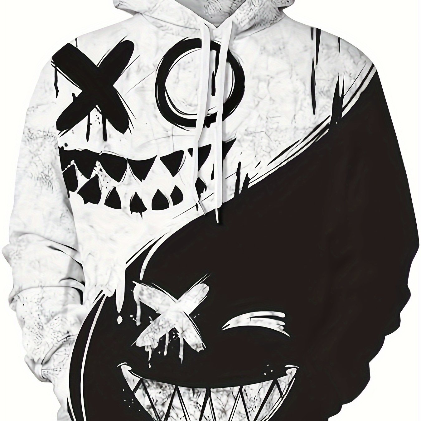 Men’s Smile Face Print Hoodie – Fun Streetwear Pullover