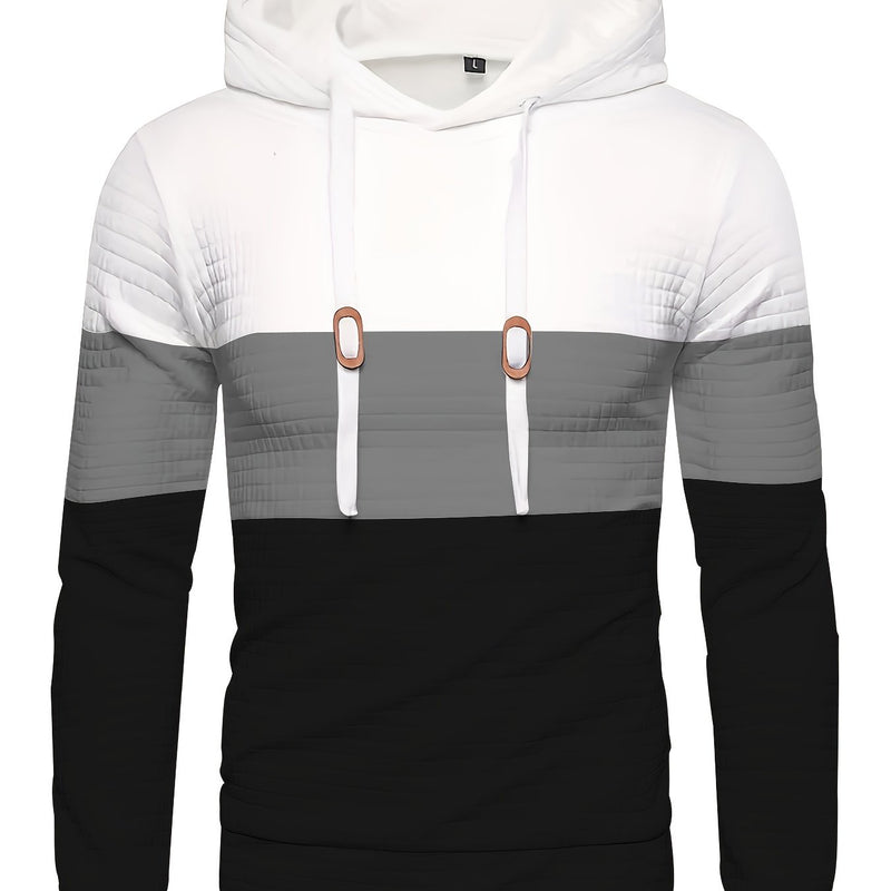 Men’s Color Block Waffle Hoodie – Stylish Streetwear Pullover