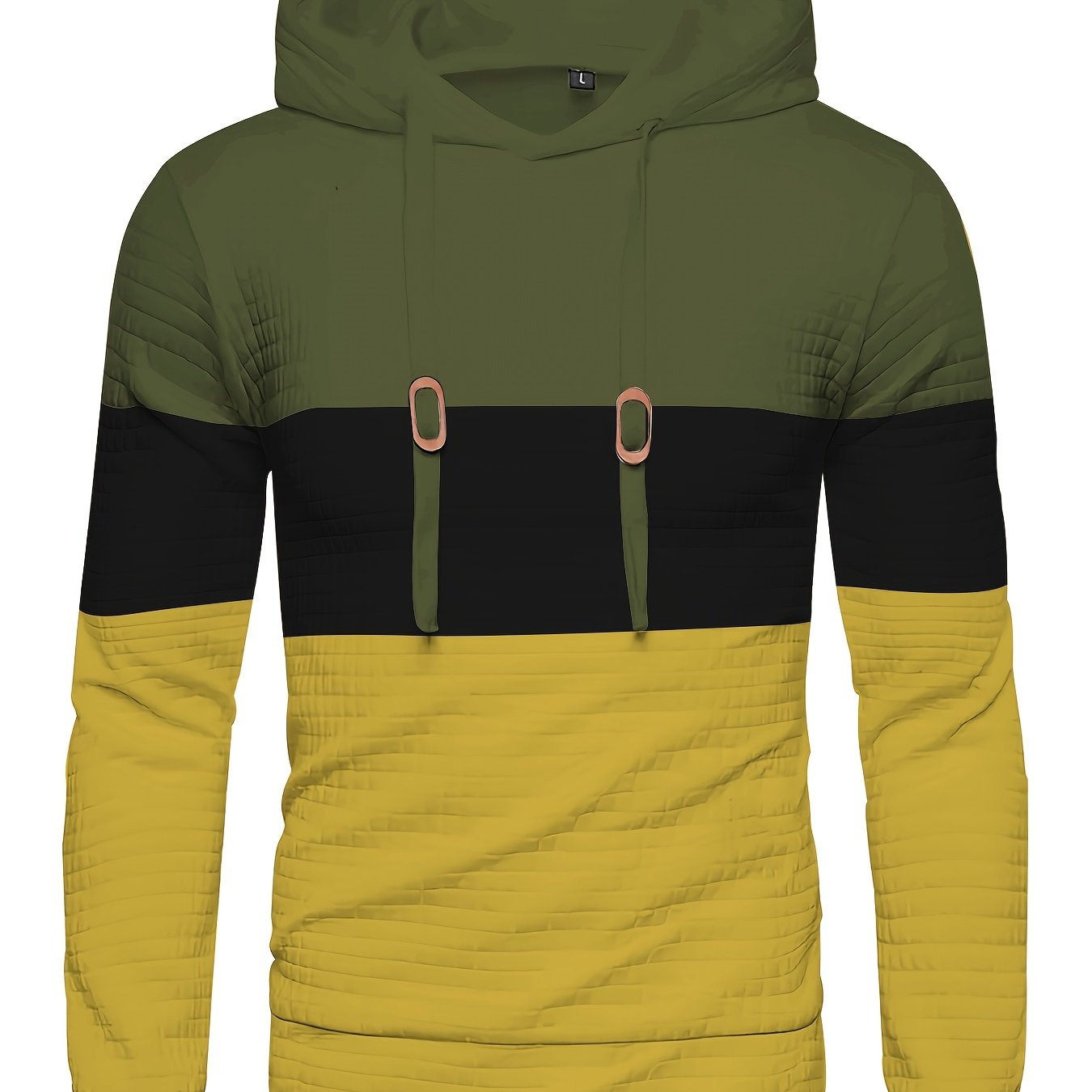 Men’s Color Block Waffle Hoodie – Stylish Streetwear Pullover