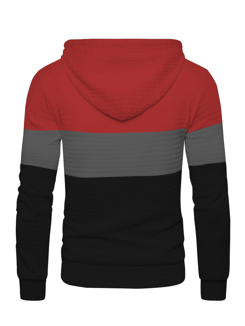 Men’s Color Block Waffle Hoodie – Stylish Streetwear Pullover