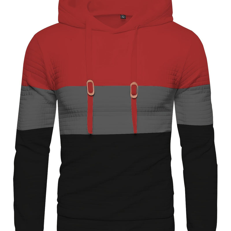 Men’s Color Block Waffle Hoodie – Stylish Streetwear Pullover